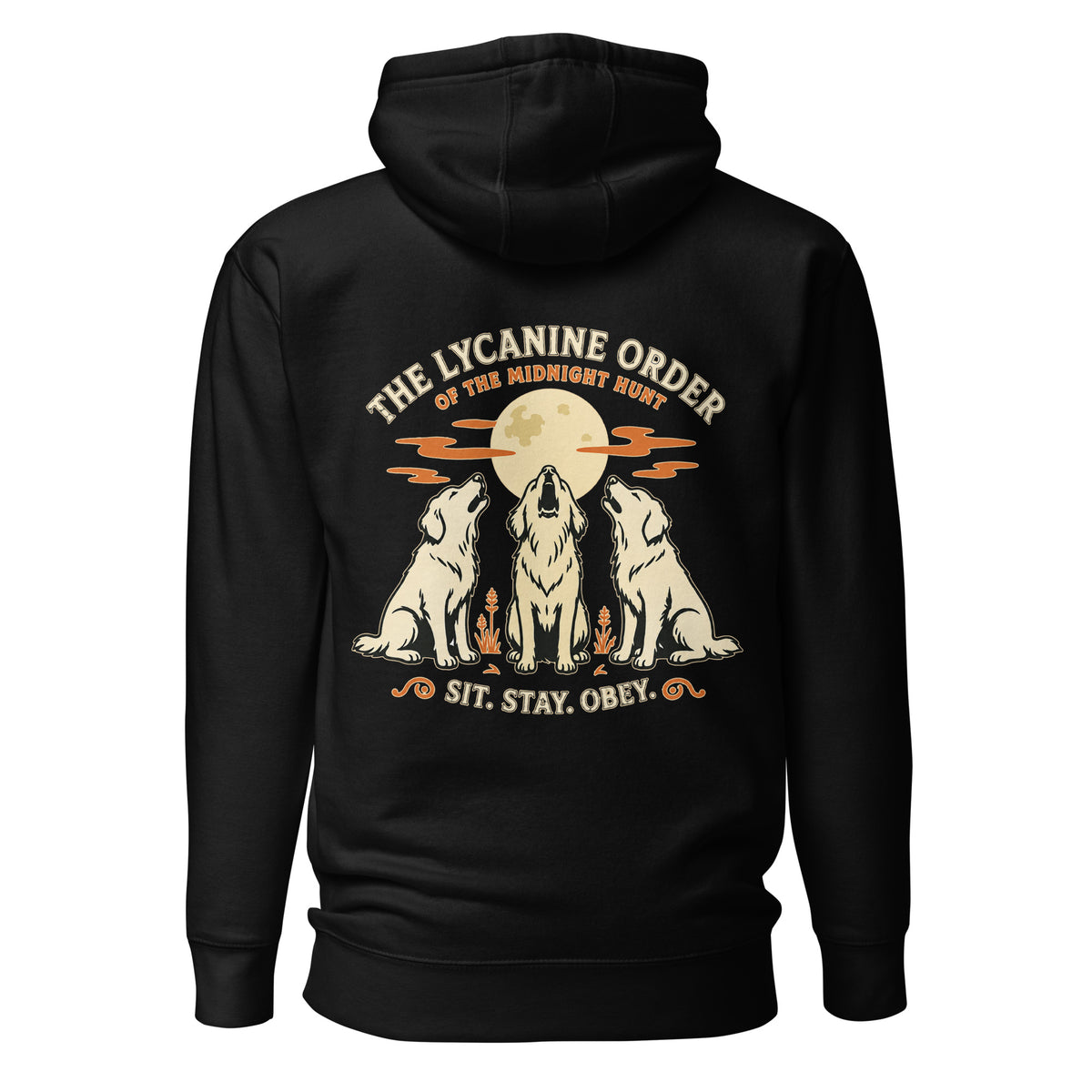 "Lycanine Order: Midnight Hunt" graphic pullover hoodie