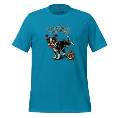 My Favorite Yoga Pose is Three-Legged Dog Shirt Aqua