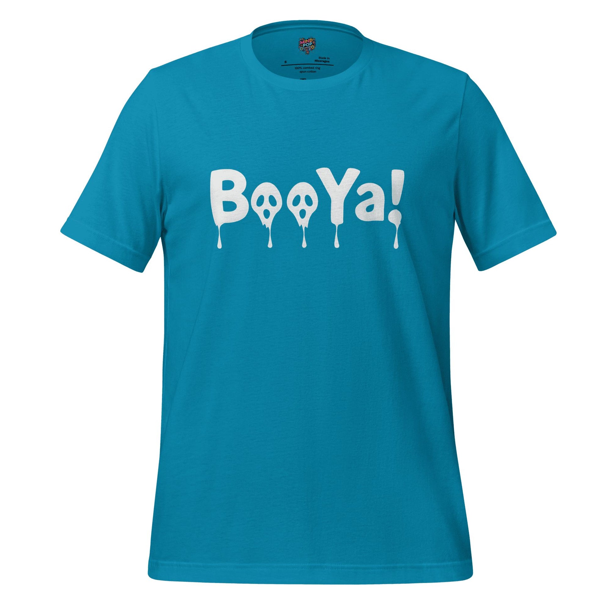 BooYa Ghost Shirt — Retro 90s Halloween Tee Aqua