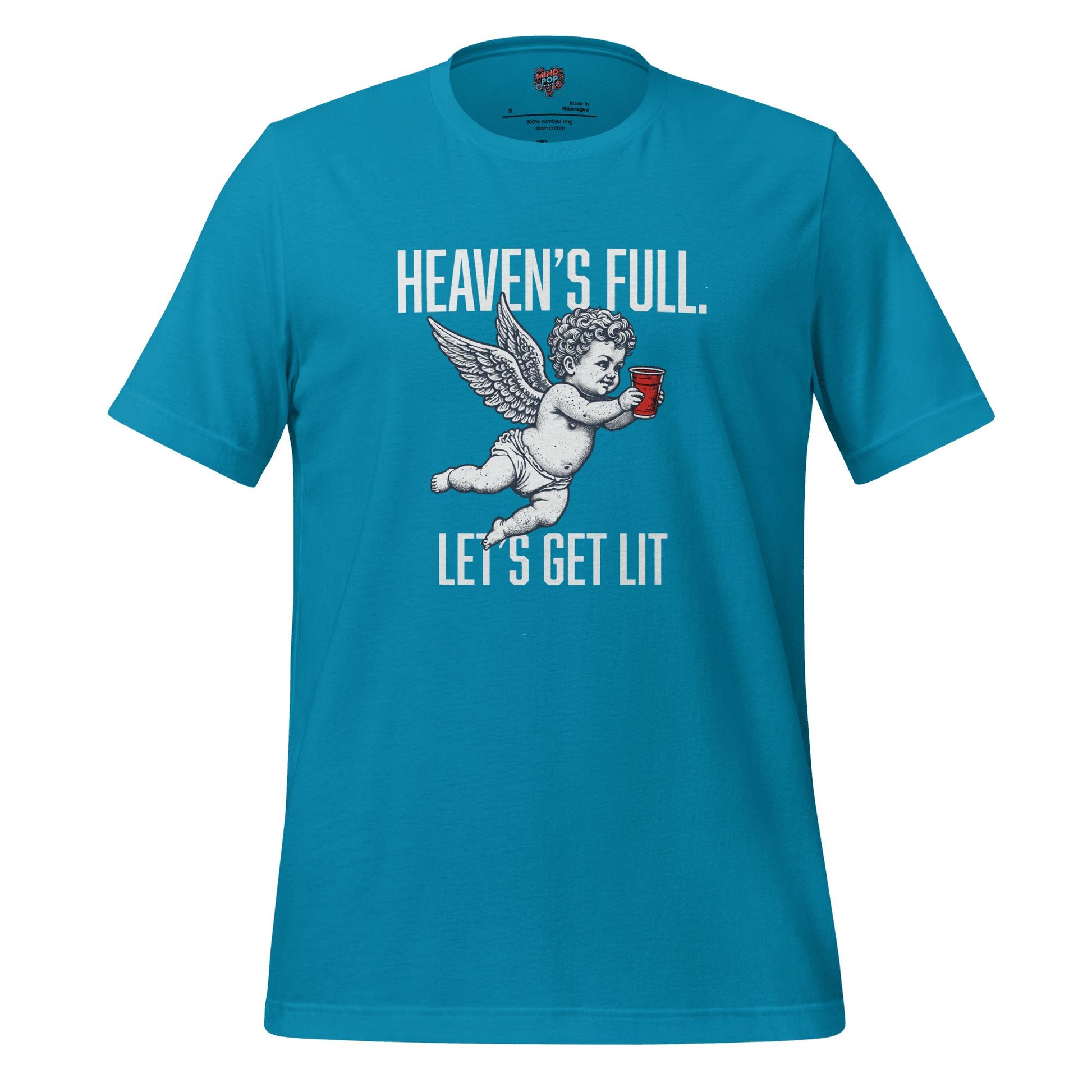 Heaven’s Full Let’s Get Lit — Party Angel Tee Aqua