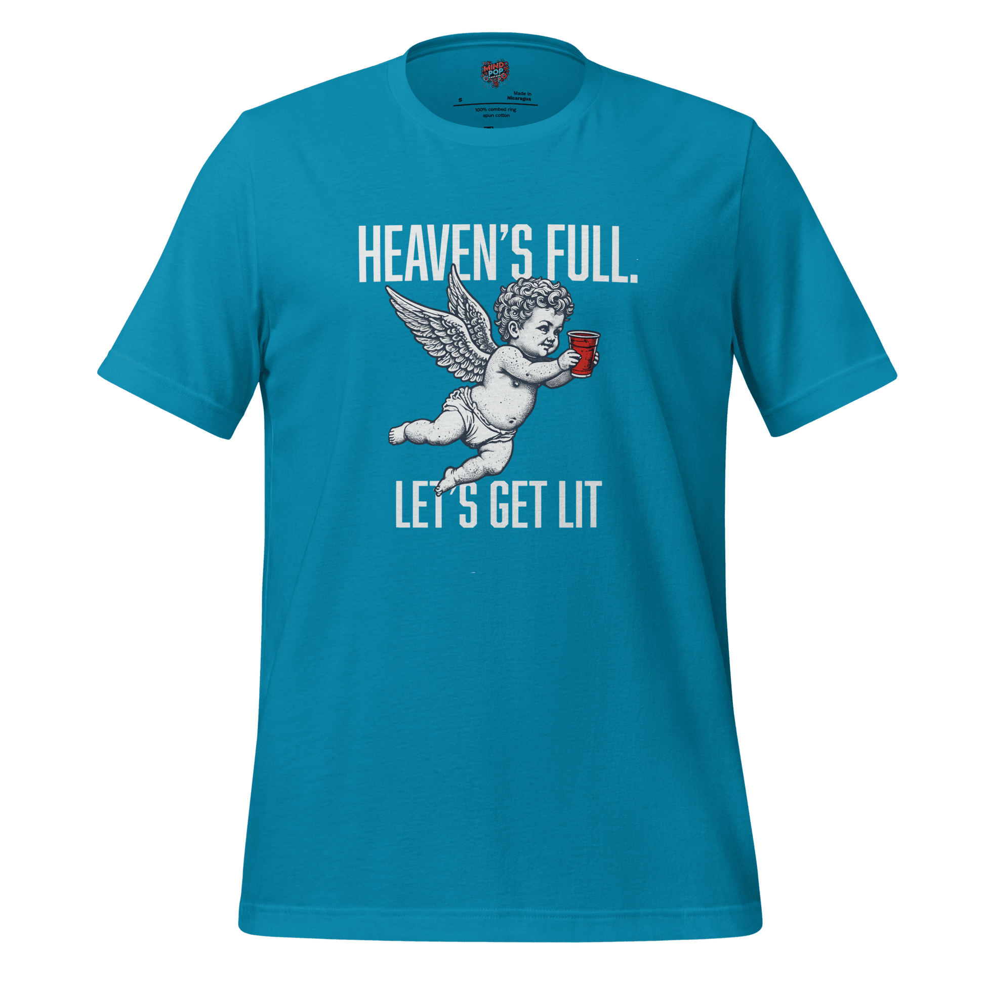 Heaven’s Full Let’s Get Lit — Party Angel Tee Aqua