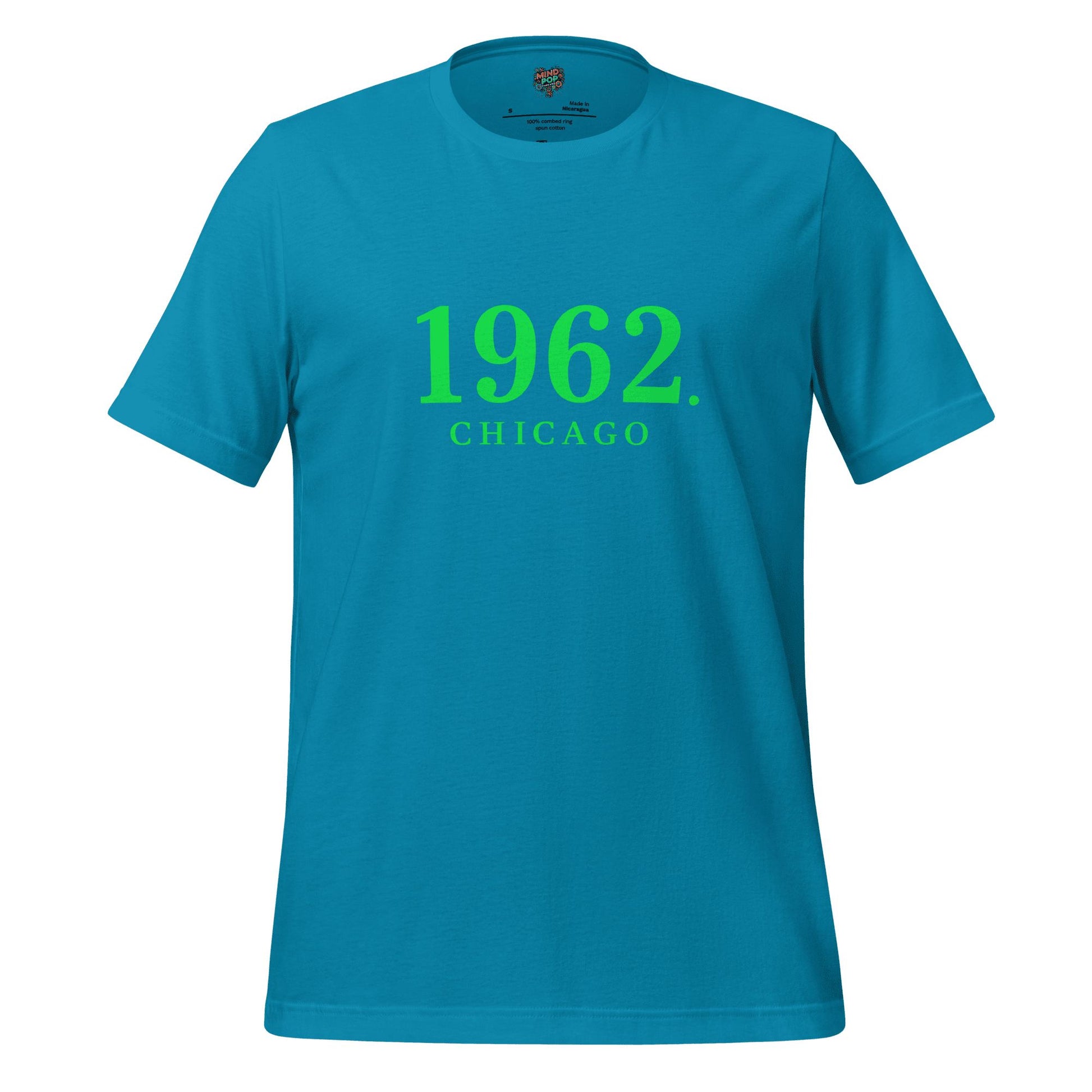 1962 Chicago Shirt – Minimalist River Green St Patrick’s Day Graphic Tee Aqua