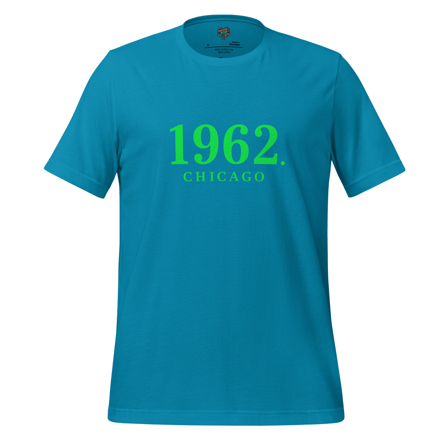 1962 Chicago Shirt – Minimalist River Green St Patrick’s Day Graphic Tee Aqua