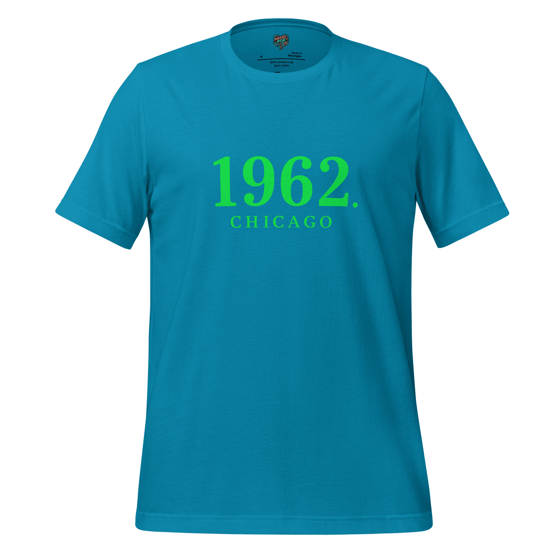 1962 Chicago Shirt – Minimalist River Green St Patrick’s Day Graphic Tee Aqua