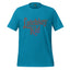 Kids T-shirt, aqua blue, front graphic logo in distressed brown