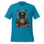 Day of the Dead sugar skull cat skeleton graphic tee in Aqua
