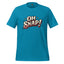 Aqua graphic statement T-shirt with bold "OH SNAP!" typography