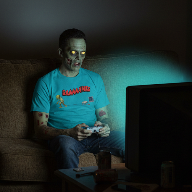GAAAAAMES Zombie Gamer Retro Gaming Tee