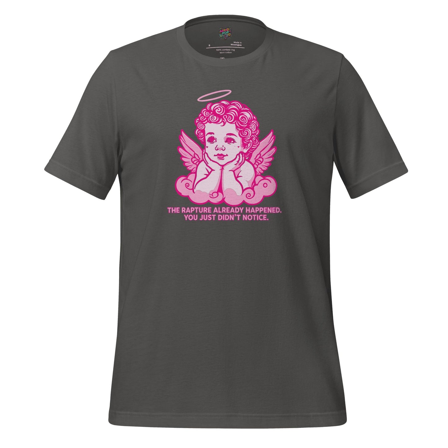 The Rapture Already Happened — Sarcastic Angel Tee Asphalt