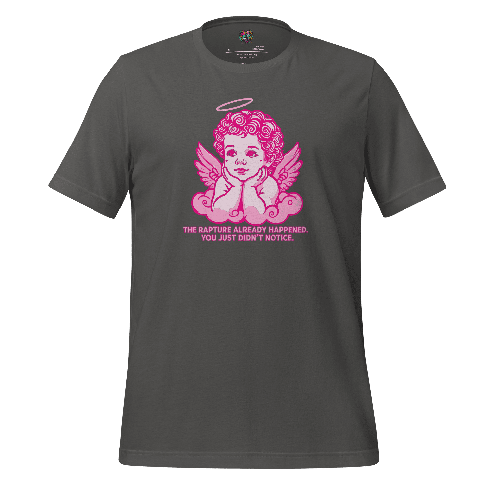 The Rapture Already Happened — Sarcastic Angel Tee Asphalt