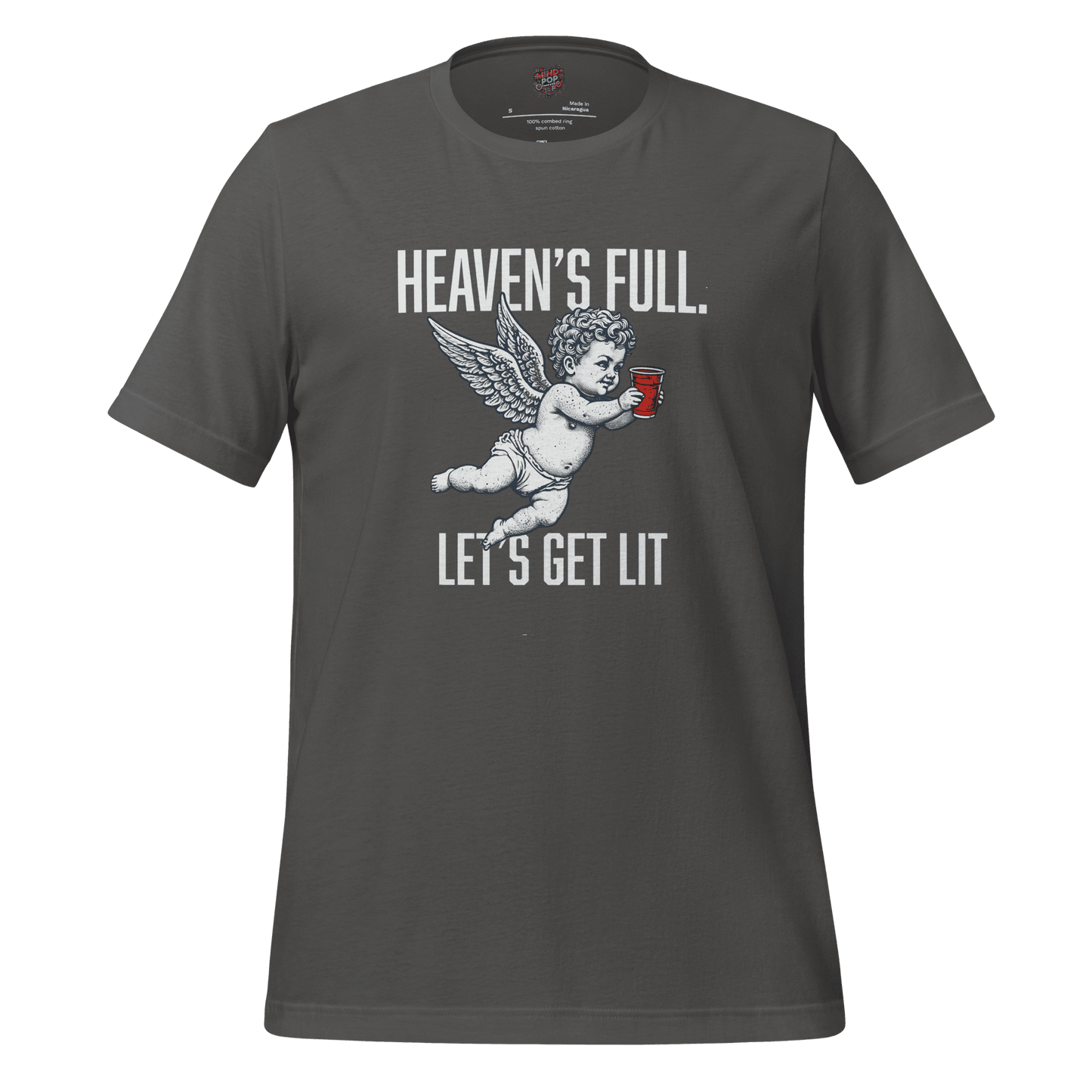 Heaven’s Full Let’s Get Lit — Party Angel Tee Asphalt