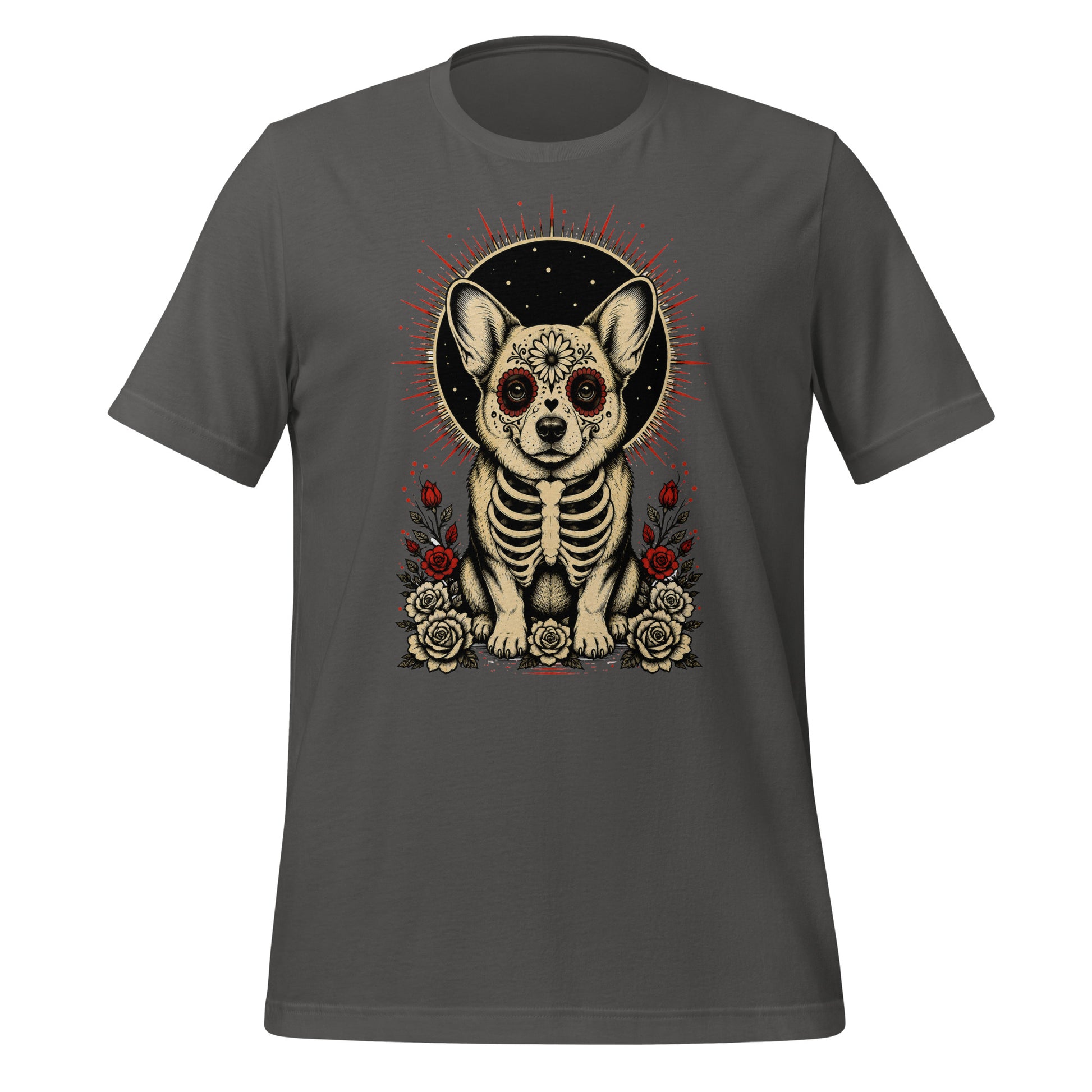 Sugar Skull Corg Graphic Tee - tshirt - MPopTop - Asphalt - 4XL - 5489253_5312