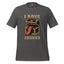 A dark gray crewneck t-shirt featuring a pixel-art graphic of an open treasure chest with a red banner reading 'TRUST' and the text 'I HAVE ISSUES' printed on the front.