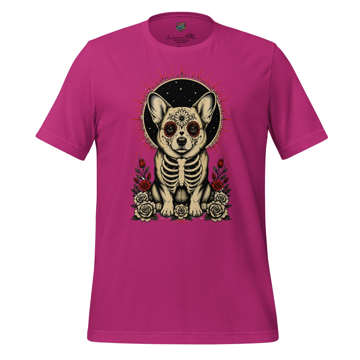 Sugar Skull Corg Graphic Tee - tshirt - MPopTop - Berry - 4XL - 5489253_5313