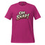 Berry pink graphic statement T-shirt with bold "OH SNAP!" typography