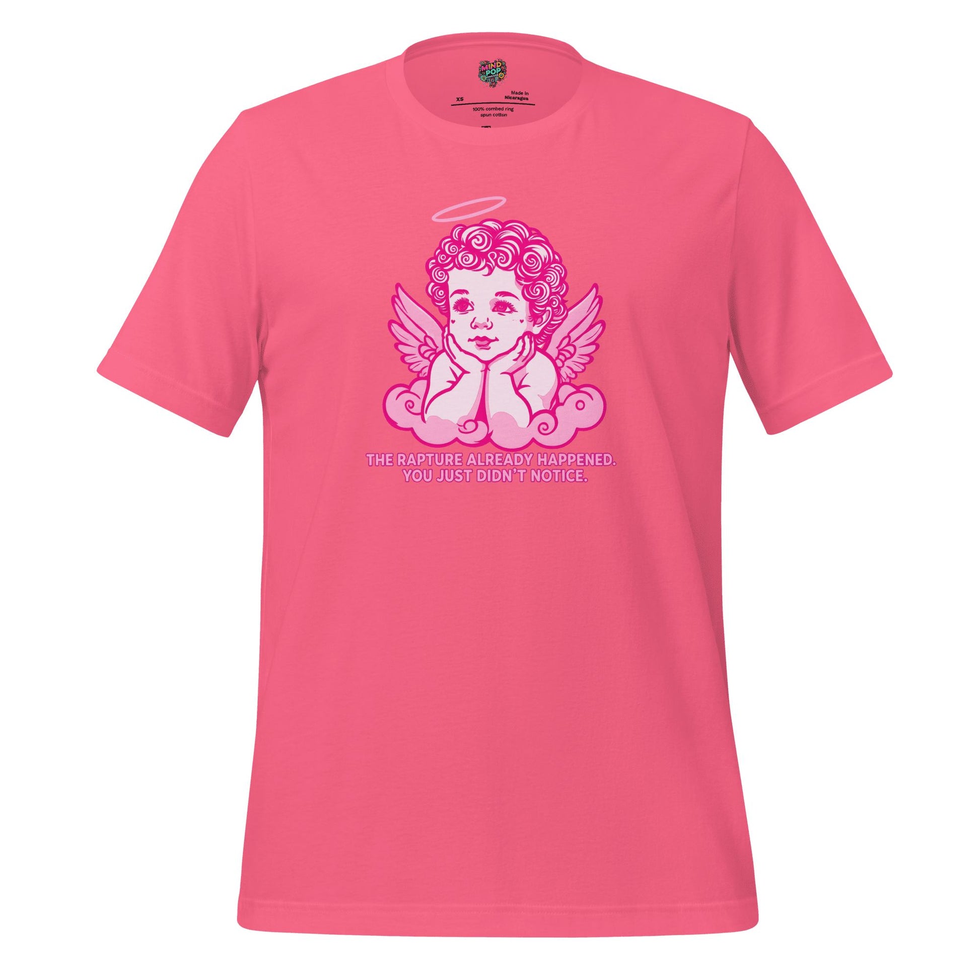 The Rapture Already Happened — Sarcastic Angel Tee Charity Pink