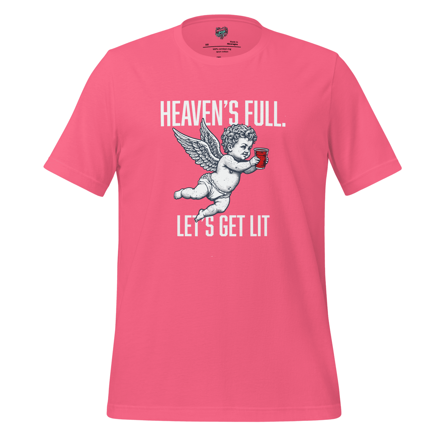 Heaven’s Full Let’s Get Lit — Party Angel Tee Charity Pink