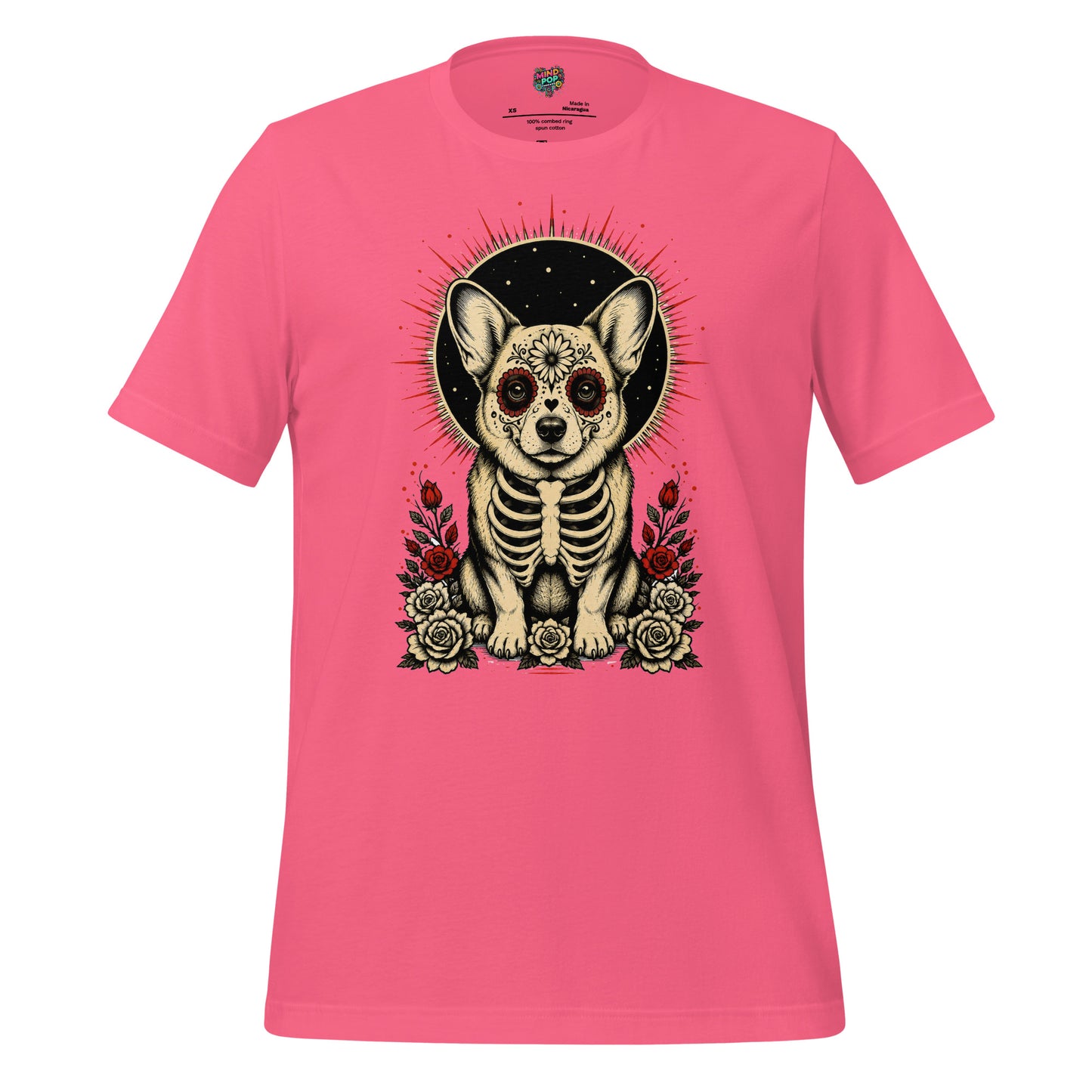 Sugar Skull Corg Graphic Tee - tshirt - MPopTop - Charity Pink - 2XL - 5489253_21574