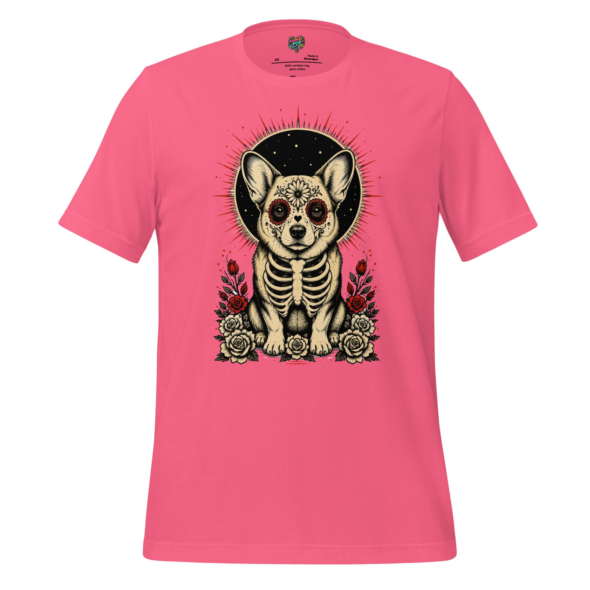Sugar Skull Corg Graphic Tee - tshirt - MPopTop - Charity Pink - 2XL - 5489253_21574