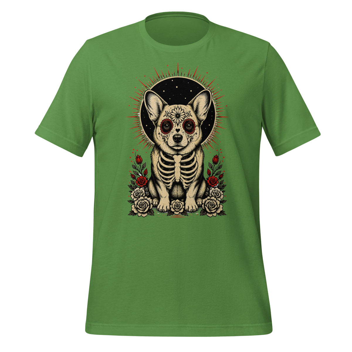 Sugar Skull Corg Graphic Tee - tshirt - MPopTop - Leaf - 4XL - 5489253_5316