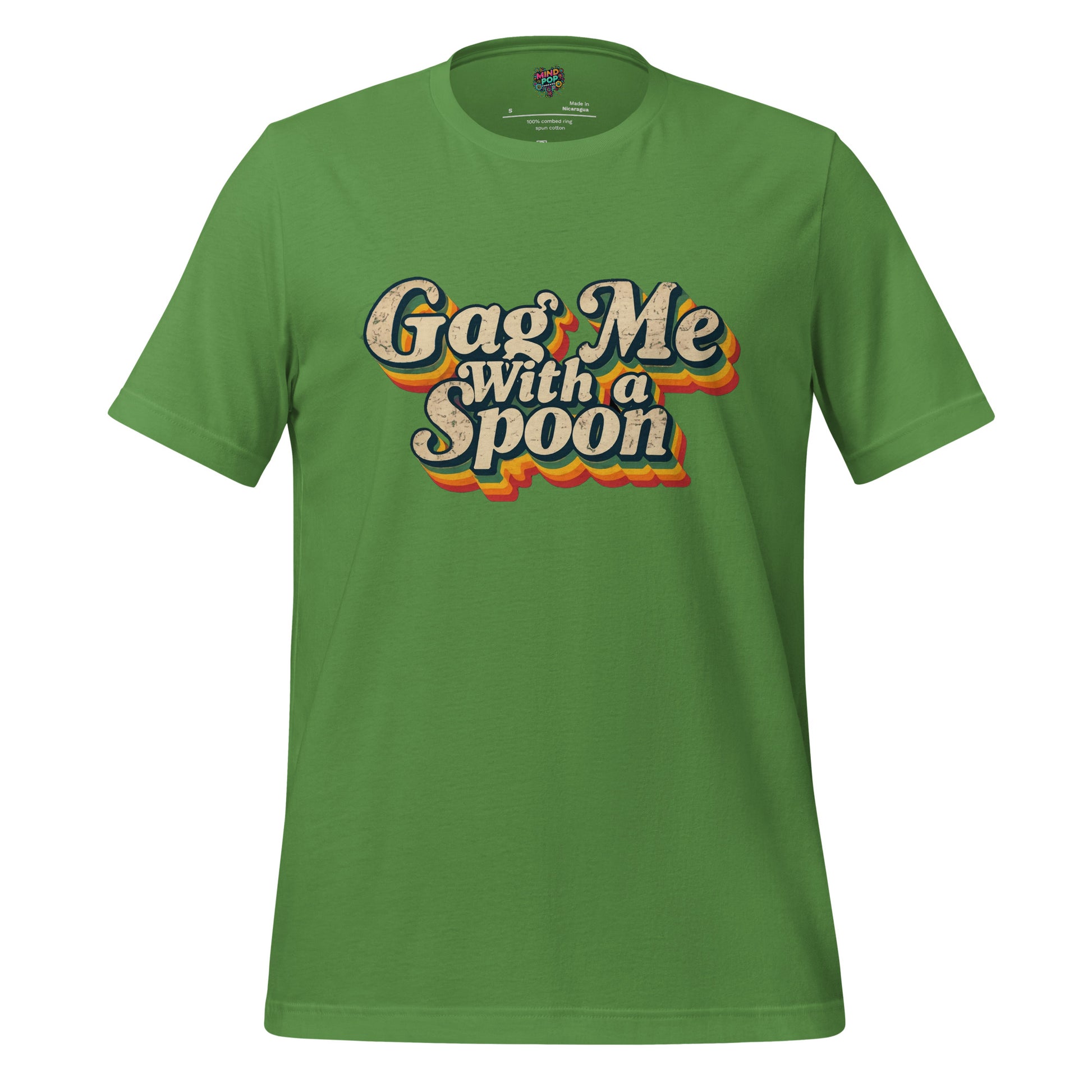 Green graphic slogan t-shirt with 'Gag Me with a Spoon' front print