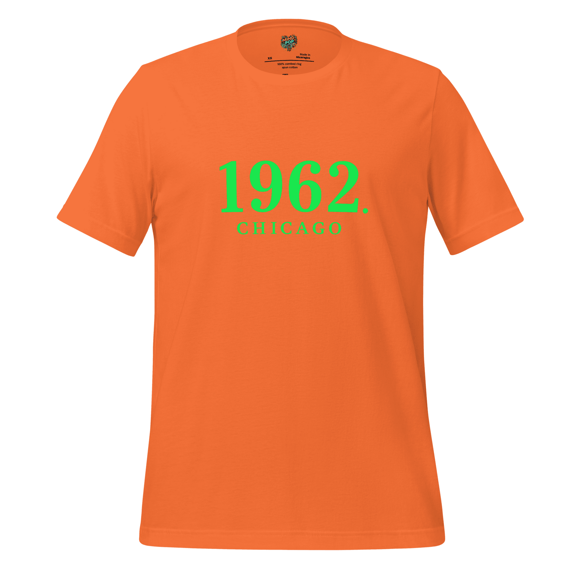 1962 Chicago Shirt – Minimalist River Green St Patrick’s Day Graphic Tee Orange