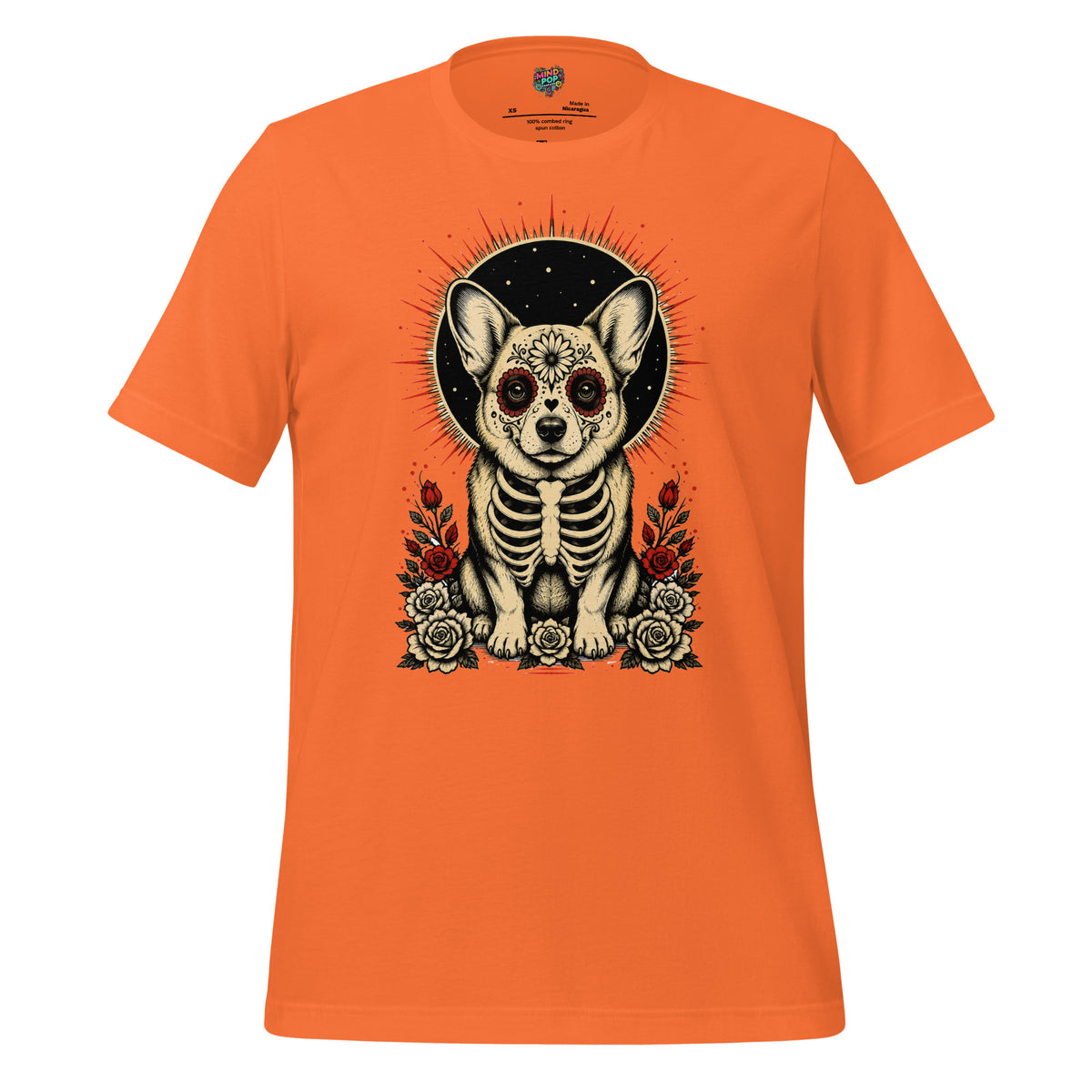 Sugar Skull Corg Graphic Tee - tshirt - MPopTop - Orange - 4XL - 5489253_17211