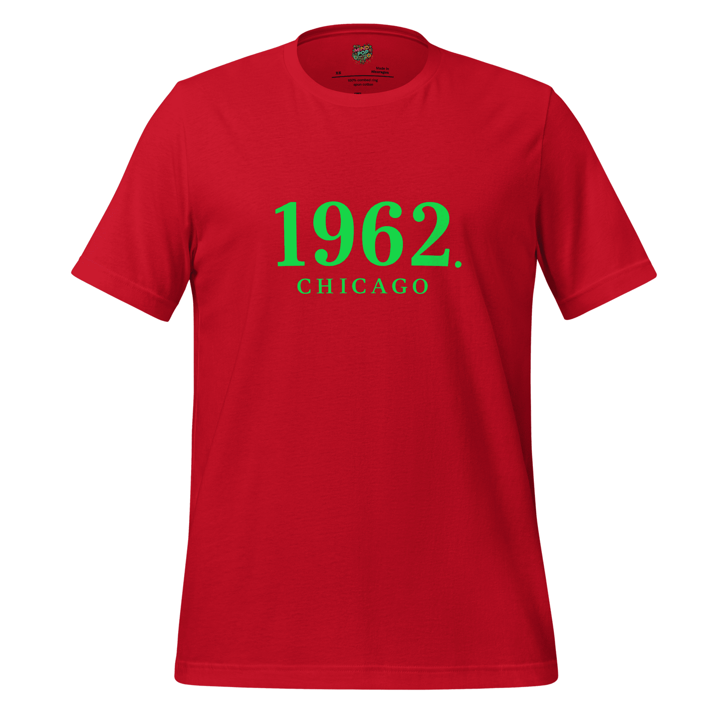 1962 Chicago Shirt – Minimalist River Green St Patrick’s Day Graphic Tee Red