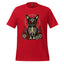 Day of the Dead sugar skull cat skeleton graphic tee in Red