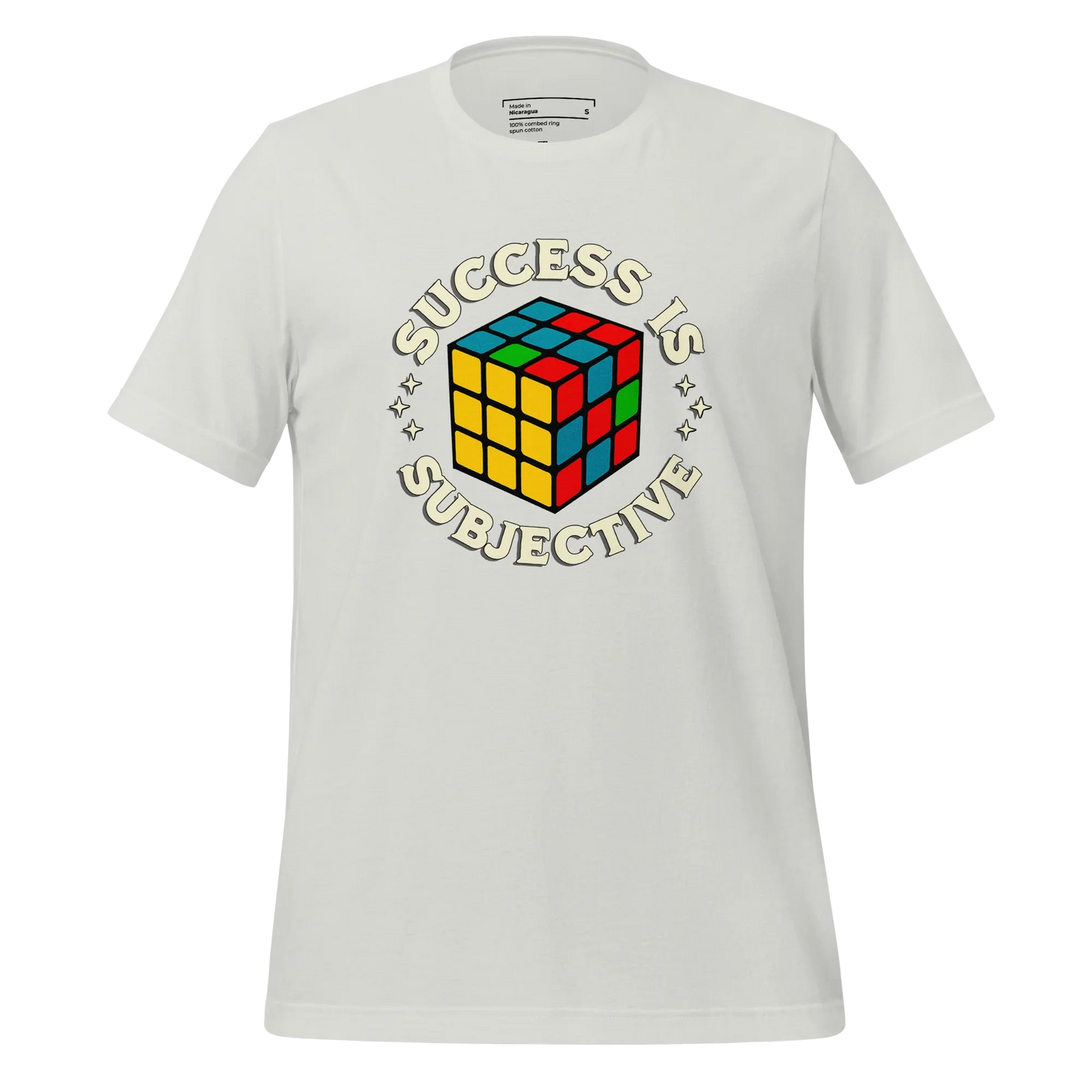 Success is Subjective Rubik’s Cube Tee — Retro Puzzle Art Silver