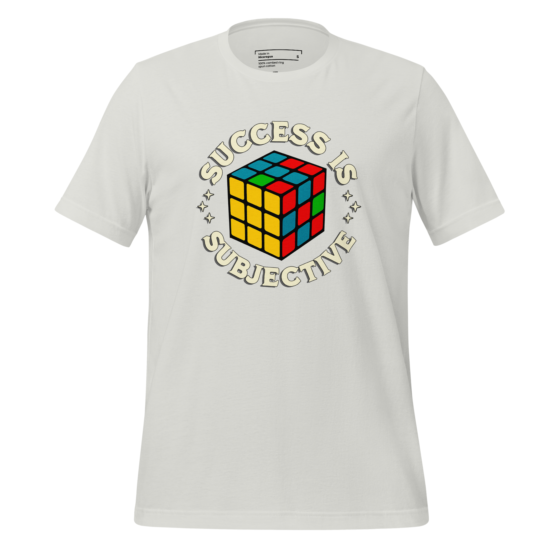 Success is Subjective Rubik’s Cube Tee — Retro Puzzle Art Silver