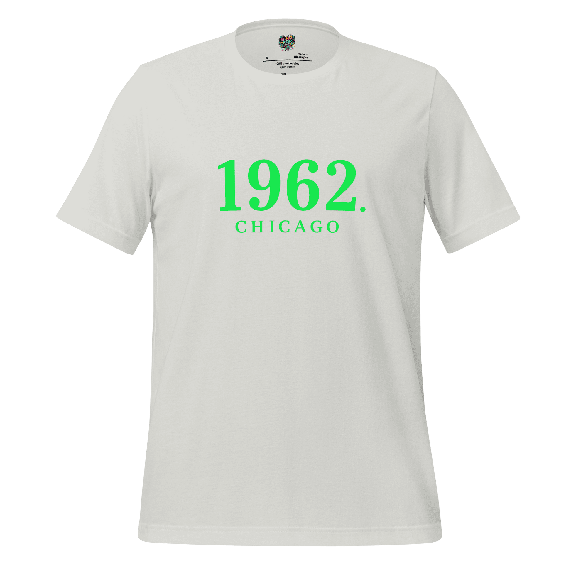 1962 Chicago Shirt – Minimalist River Green St Patrick’s Day Graphic Tee Silver
