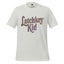 Kids T-shirt, silver gray, front graphic logo in distressed brown