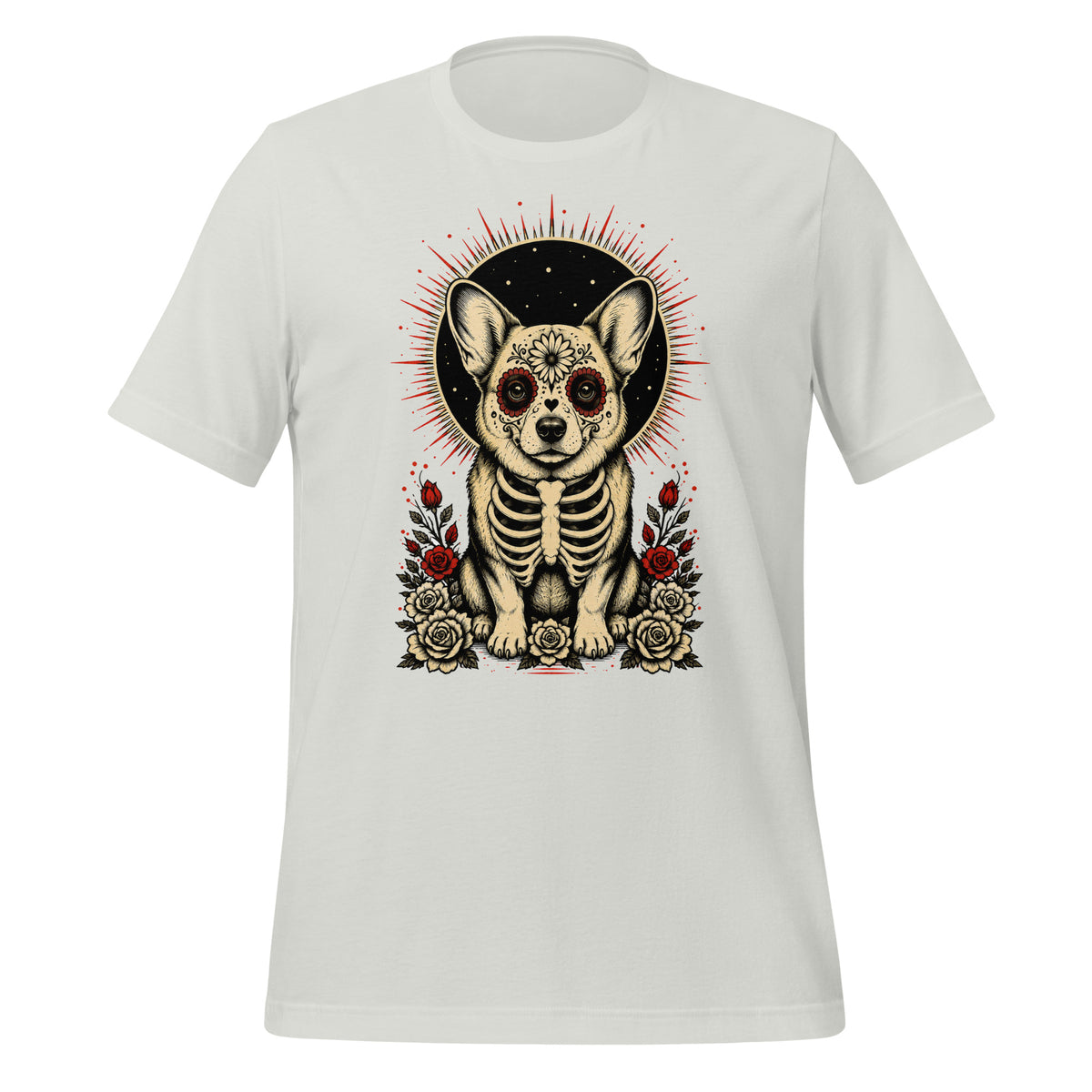 Sugar Skull Corg Graphic Tee - tshirt - MPopTop - Silver - 2XL - 5489253_4150