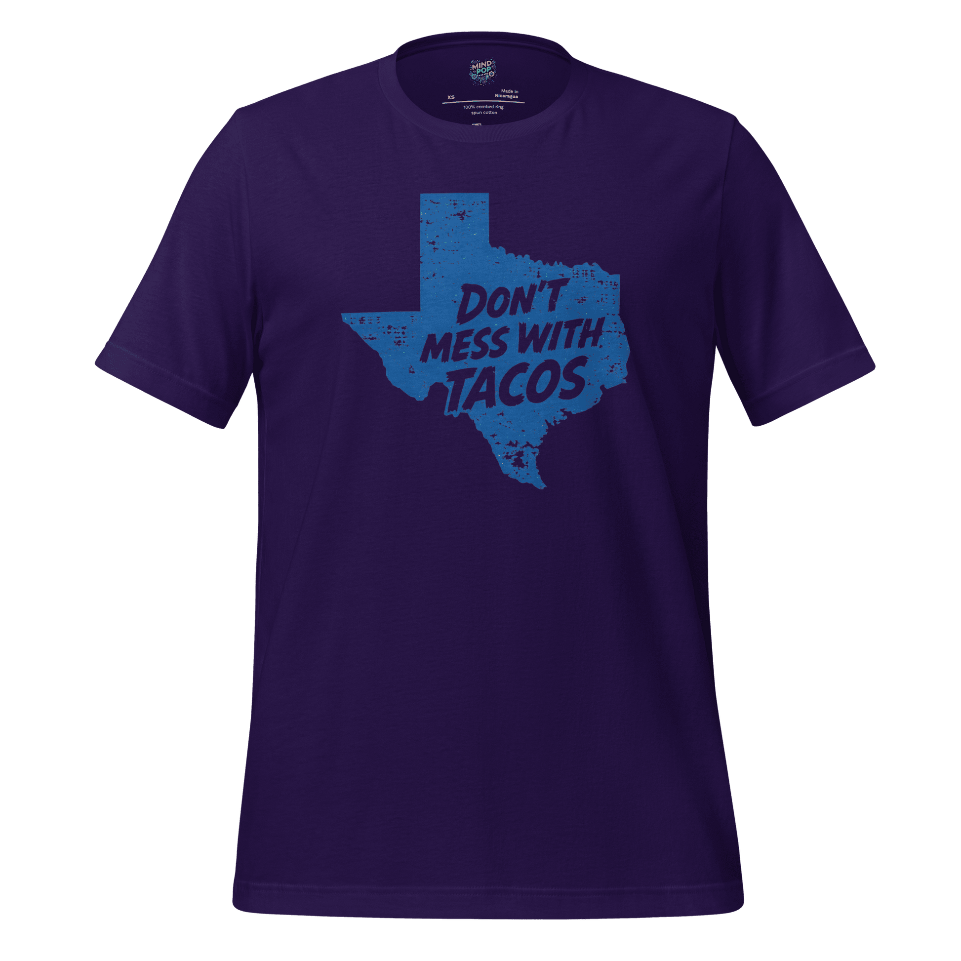 Don’t Mess With Tacos Shirt – Texas State Motto Food Graphic Team Purple