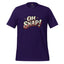 Purple graphic statement T-shirt with bold "OH SNAP!" typography