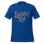 Kids T-shirt, true royal blue, front graphic logo in distressed brown