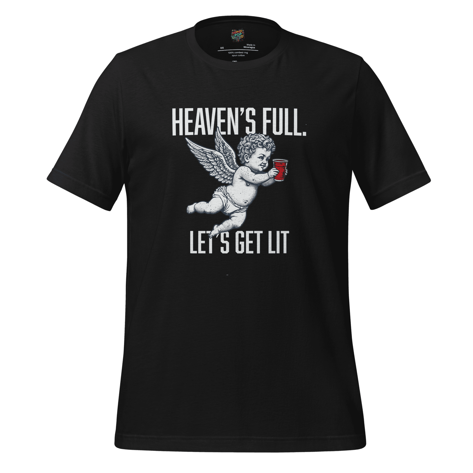 Heaven’s Full Let’s Get Lit — Party Angel Tee Vintage Black