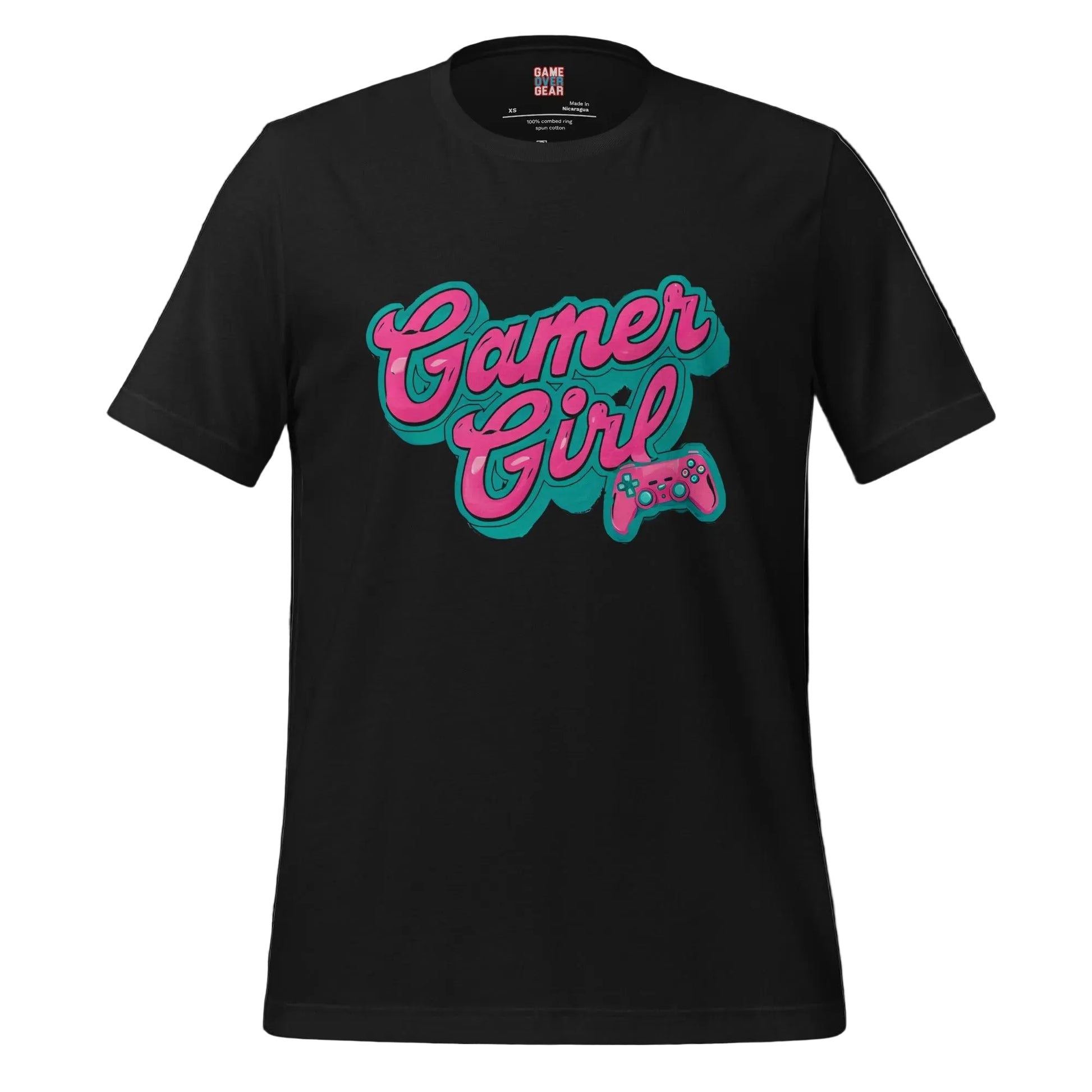 Gamer Girl in retro bubble letters Game Over Gear