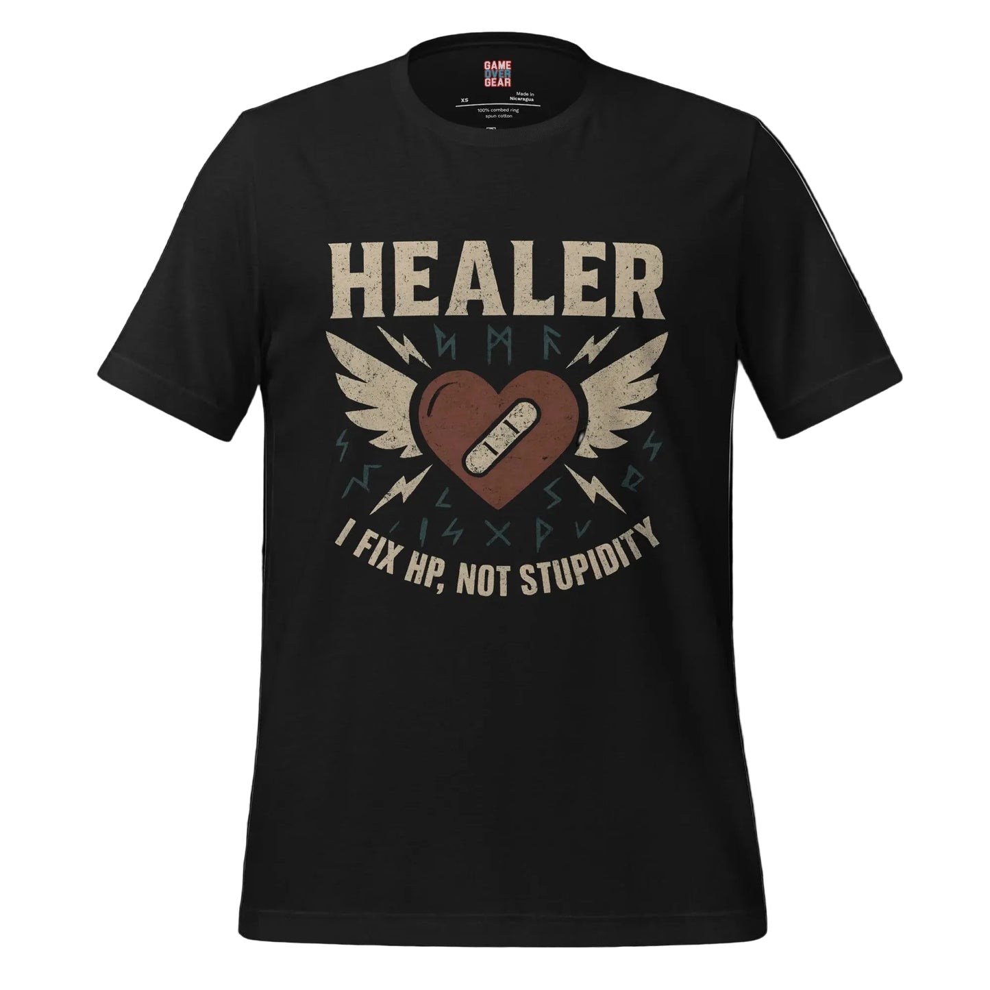 Biker Style Arcane HEALER postion video game shirt Game Over Gear