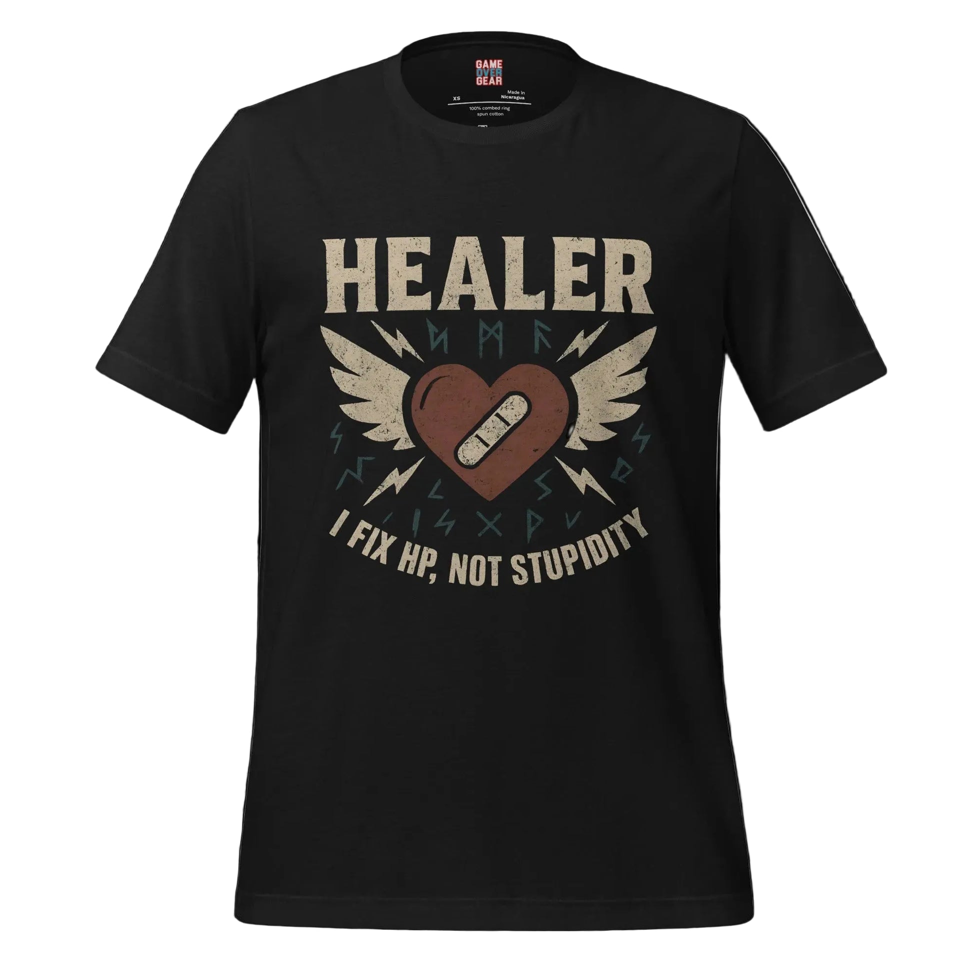 Biker Style Arcane HEALER postion video game shirt Game Over Gear