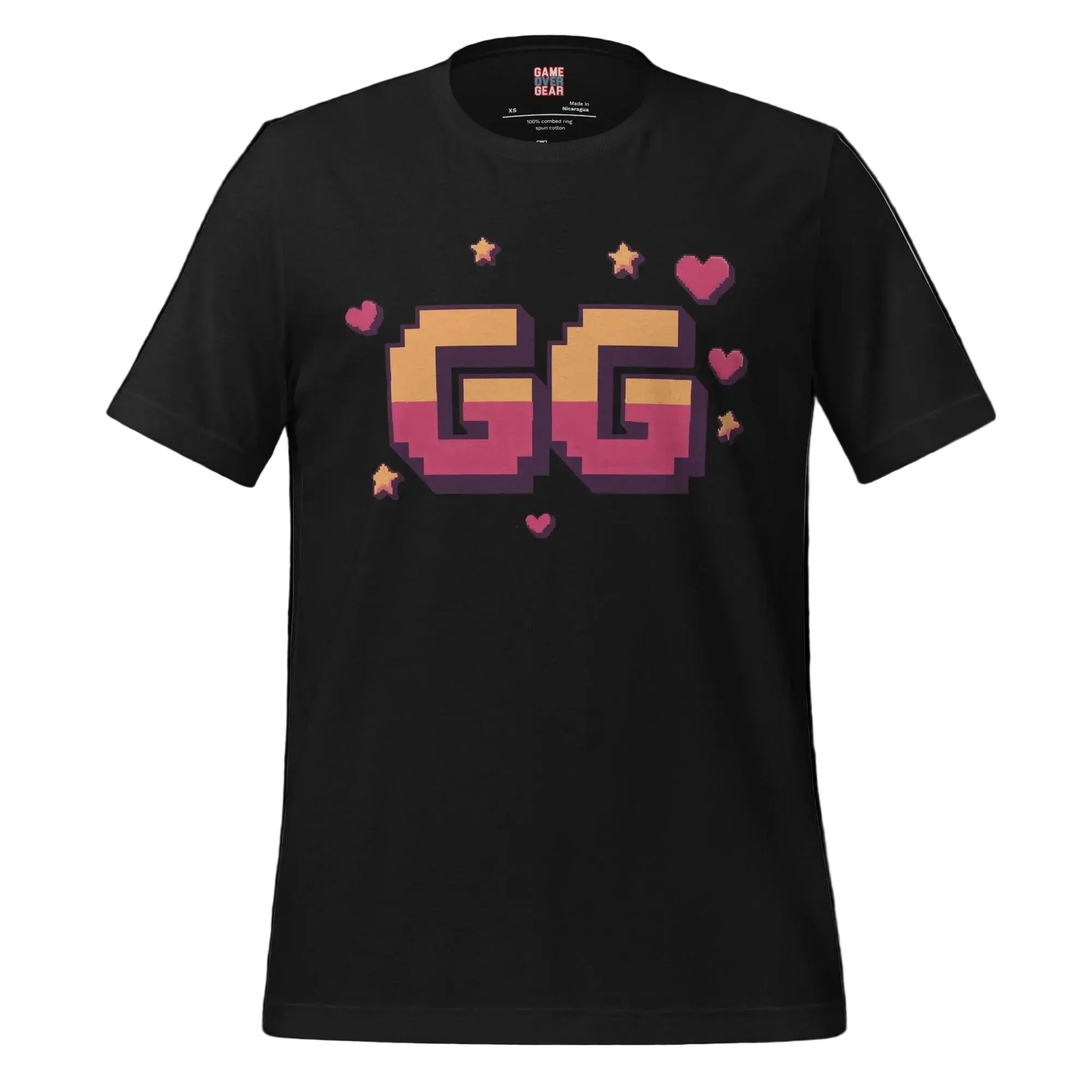*-bit Pixel GG with hearts tshirt in black game over gear