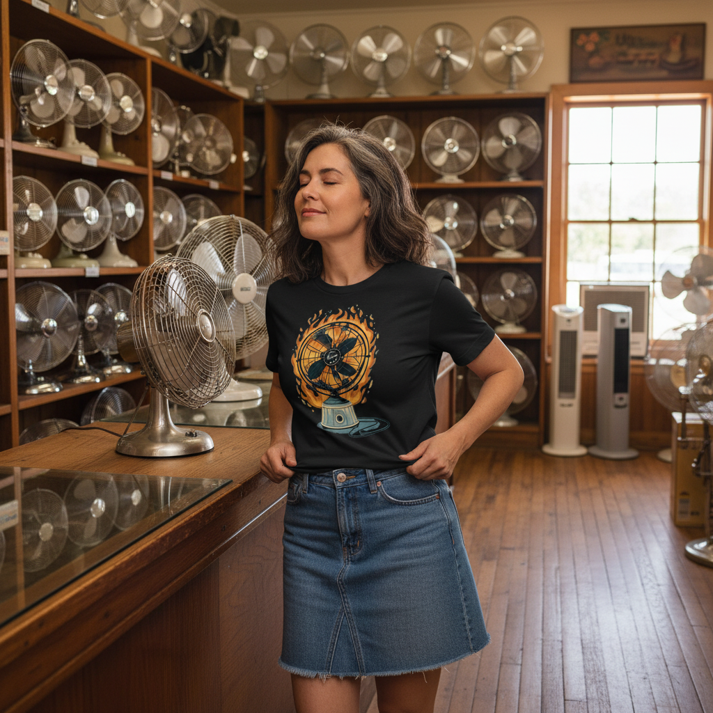Fan on Fire - Menopause Humor Graphic Tee, product photo