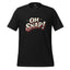 Black graphic statement T-shirt with bold "OH SNAP!" typography