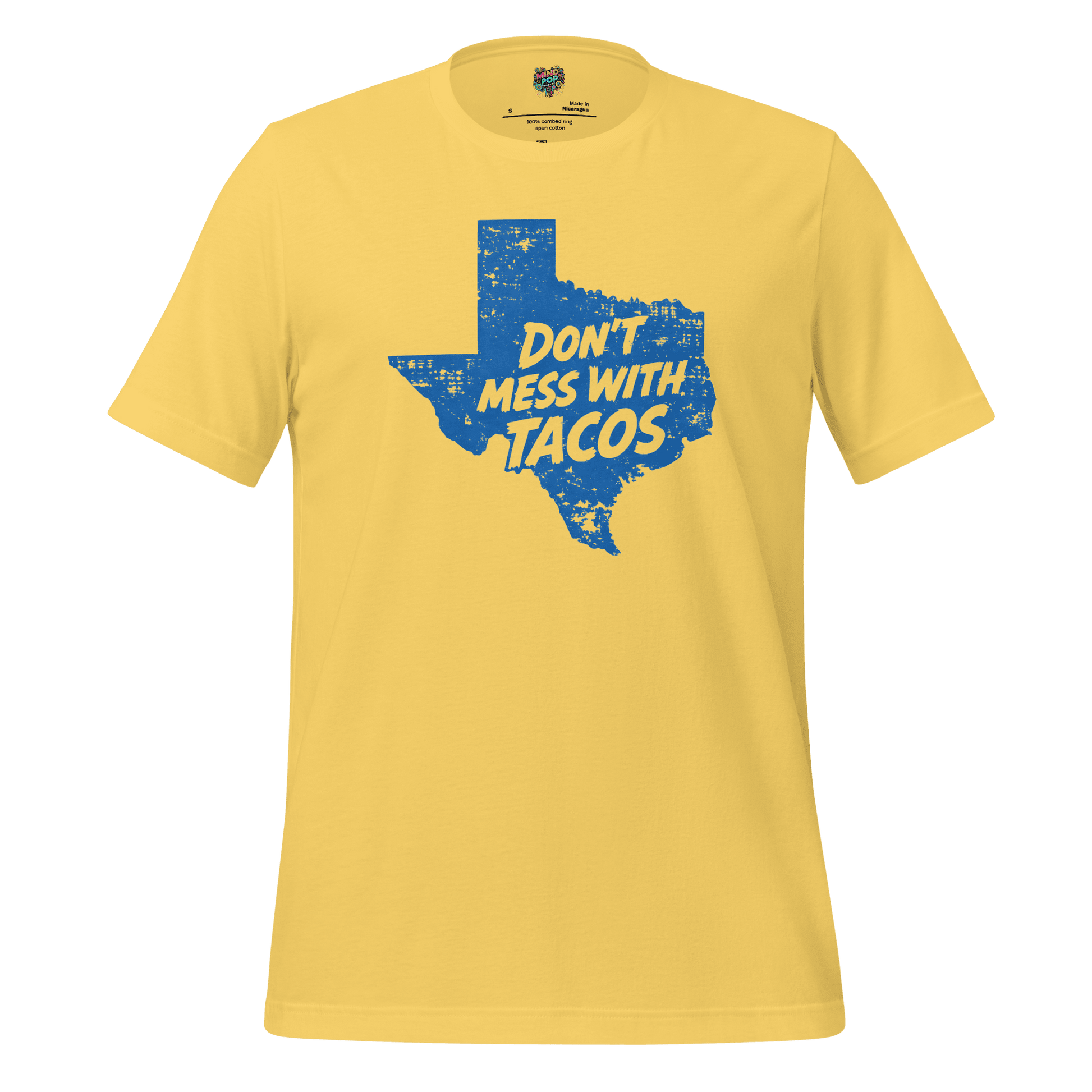 Don’t Mess With Tacos Shirt – Texas State Motto Food Graphic Yellow