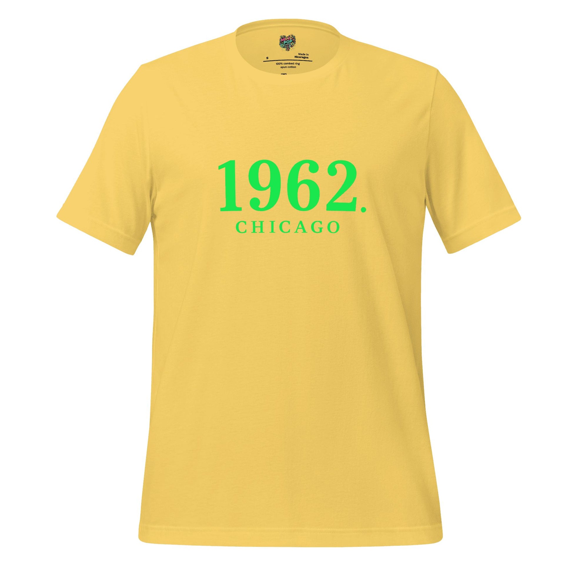 1962 Chicago Shirt – Minimalist River Green St Patrick’s Day Graphic Tee Yellow