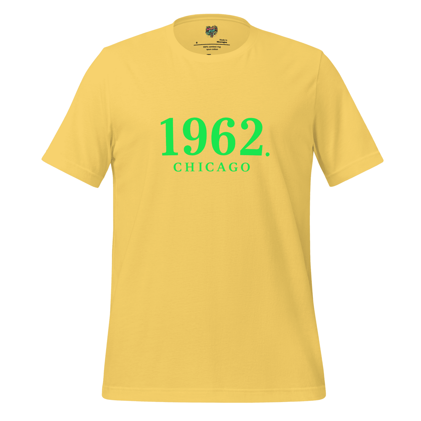1962 Chicago Shirt – Minimalist River Green St Patrick’s Day Graphic Tee Yellow