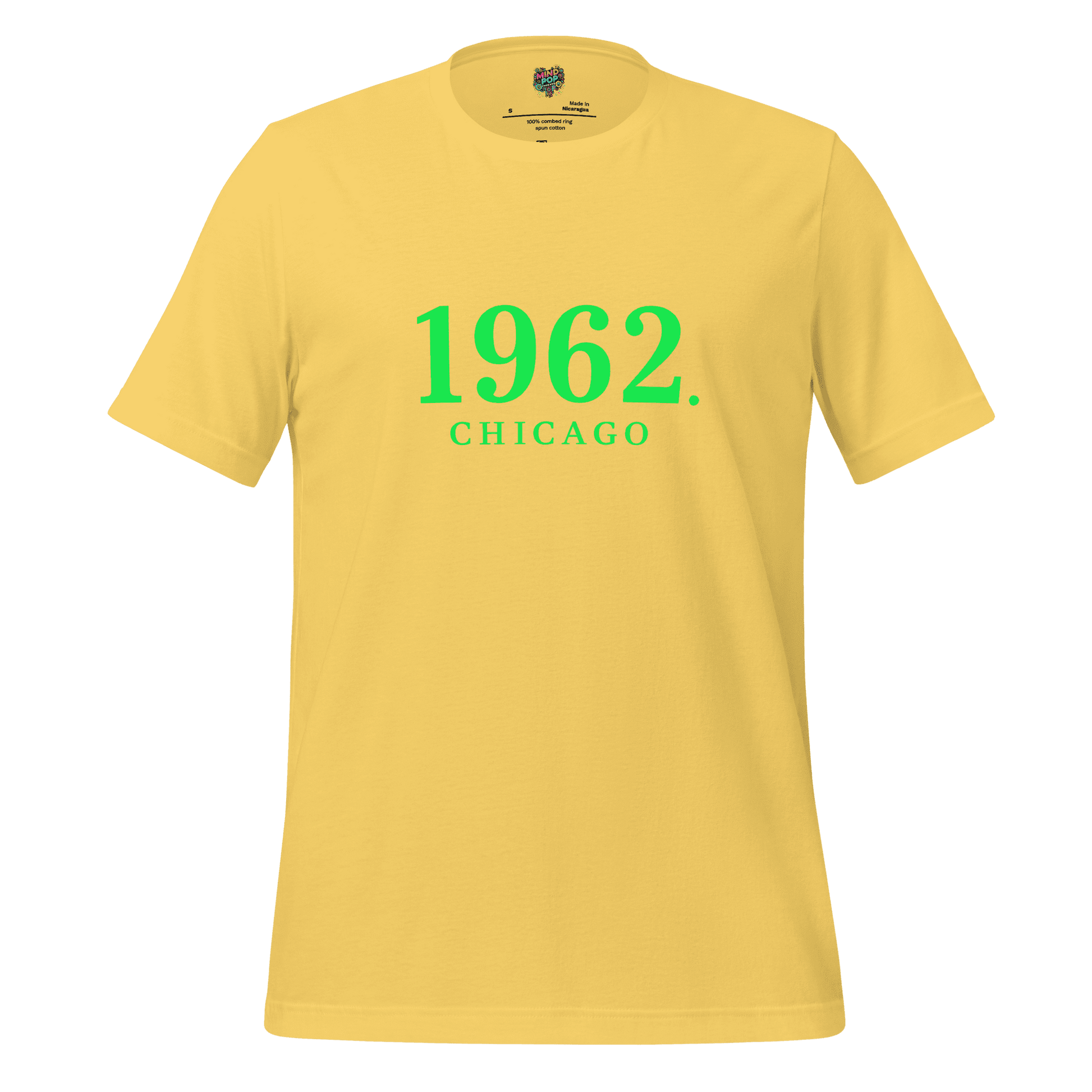 1962 Chicago Shirt – Minimalist River Green St Patrick’s Day Graphic Tee Yellow