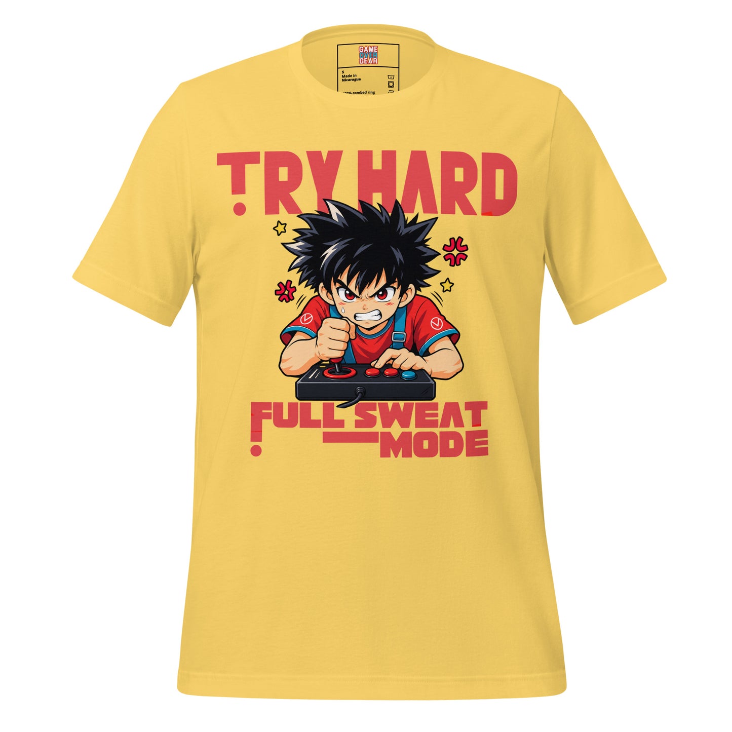 Anime Tryhard gamer shirt in Yellow