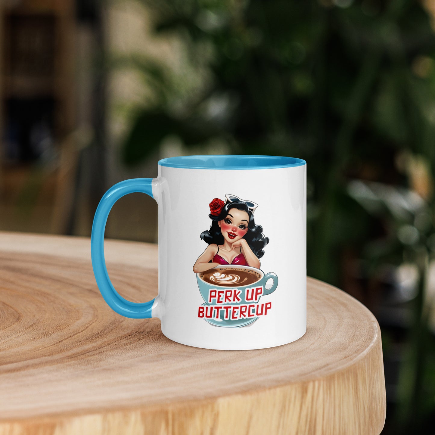 Perk Up Buttercup mug in Blue, 11 oz